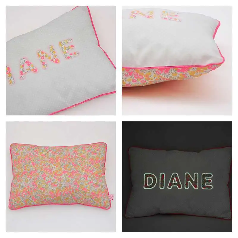 Coussin personnalisé sur commande prénom phosphorescent 