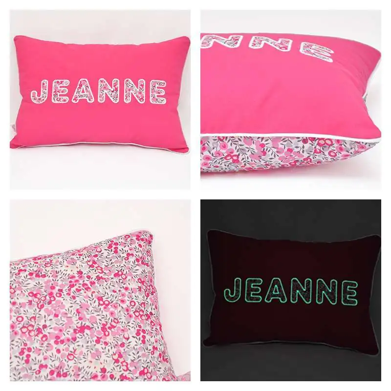Coussin personnalisé sur commande prénom phosphorescent 