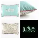 Coussin personnalisé sur commande prénom phosphorescent 