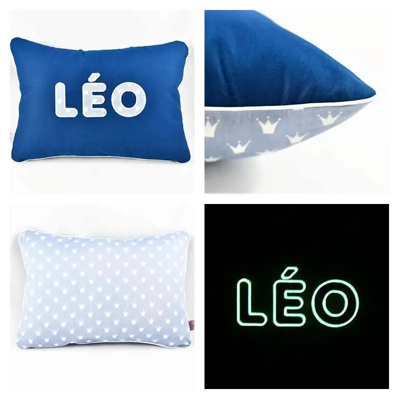 Coussin personnalisé sur commande prénom phosphorescent 