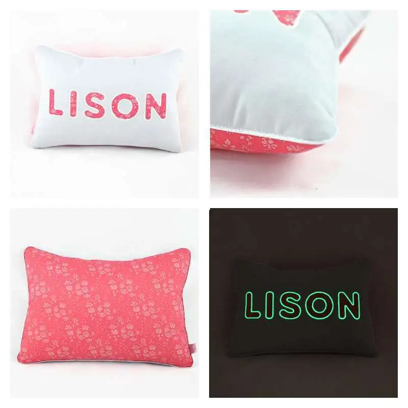 Coussin personnalisé sur commande prénom phosphorescent 