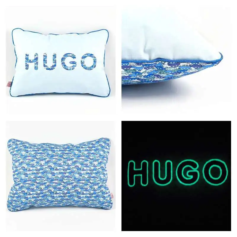 Coussin personnalisé sur commande prénom phosphorescent 
