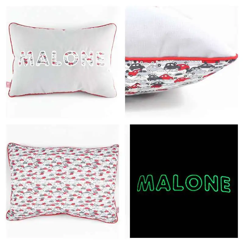 Coussin personnalisé sur commande prénom phosphorescent 