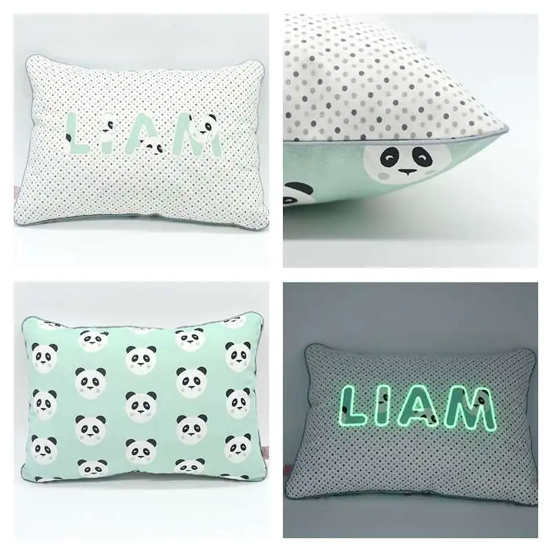 Coussin personnalisé sur commande prénom phosphorescent 
