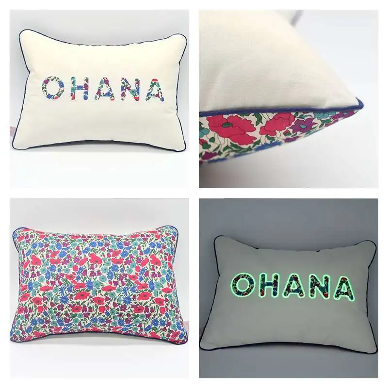 Coussin personnalisé sur commande prénom phosphorescent 