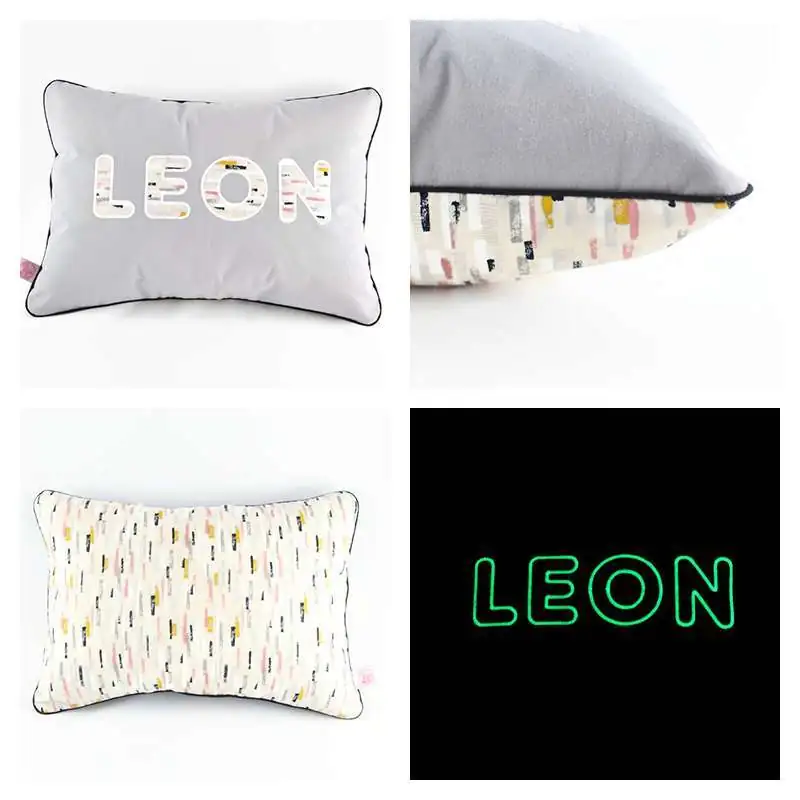 Coussin personnalisé sur commande prénom phosphorescent 