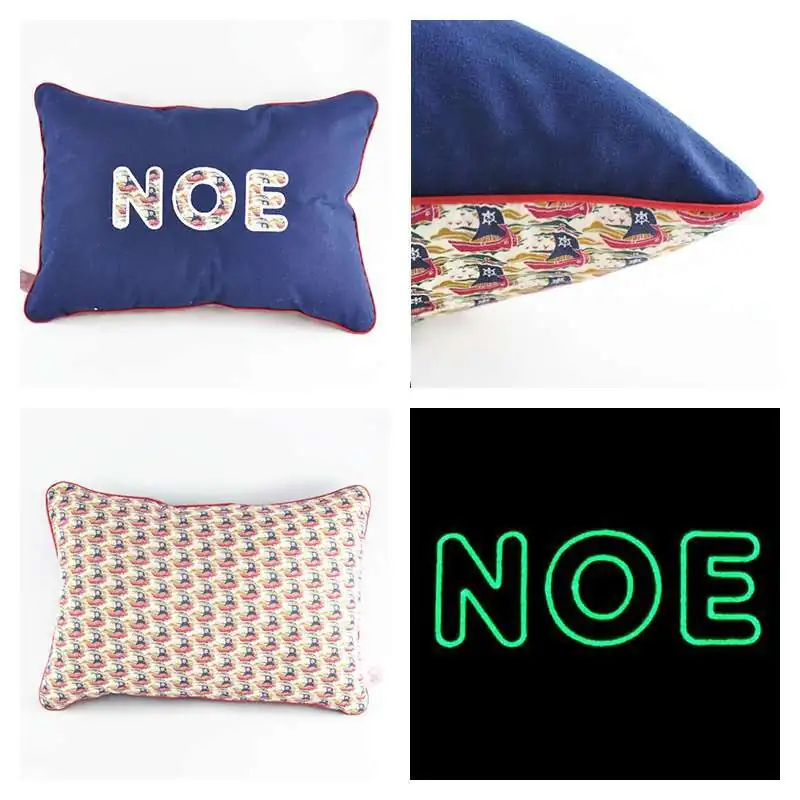 Coussin personnalisé sur commande prénom phosphorescent 