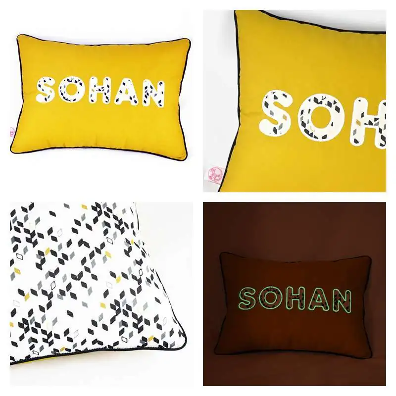 Coussin personnalisé sur commande prénom phosphorescent 