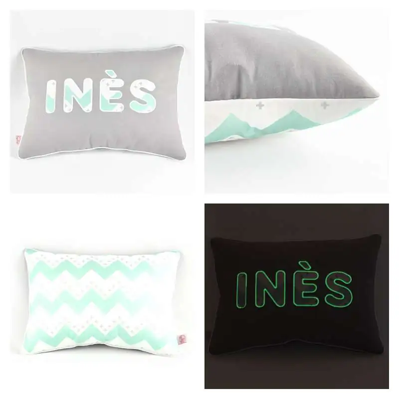 Coussin personnalisé sur commande prénom phosphorescent 
