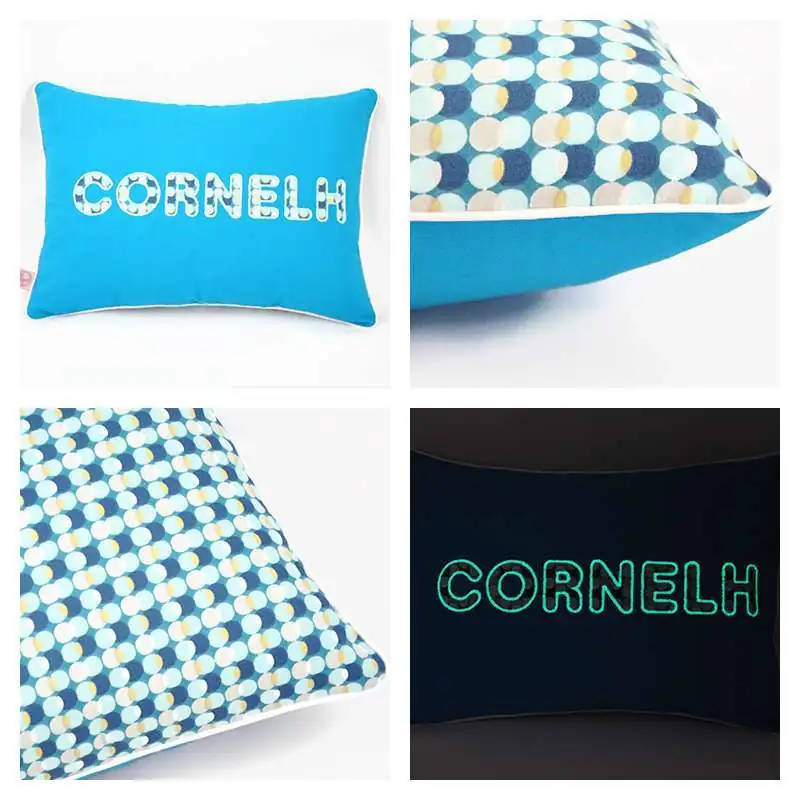 Coussin personnalisé sur commande prénom phosphorescent 
