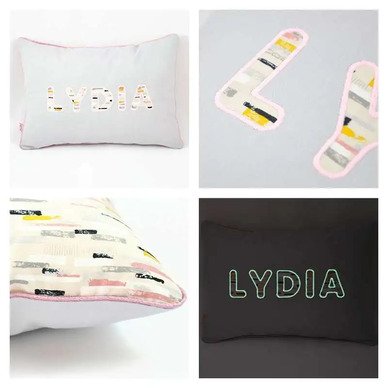 Coussin personnalisé sur commande prénom phosphorescent 