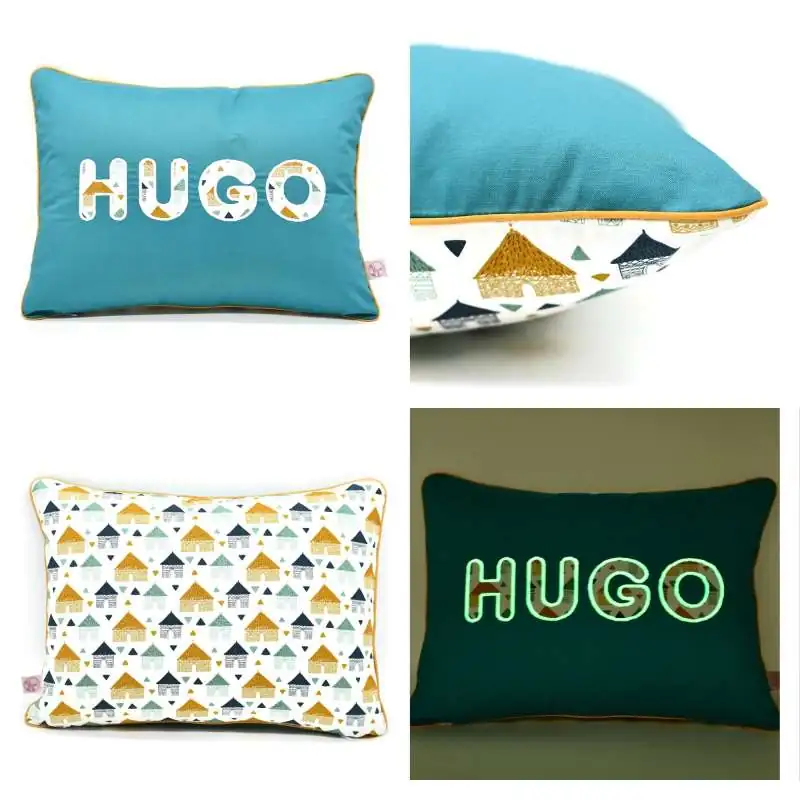 Coussin personnalisé sur commande prénom phosphorescent 