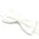 Nœud papillon simple MEDIUM double gaze de coton blanc à pois or