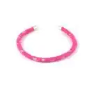 Bracelet jonc fuchsia étoiles grises argent sur mesure