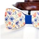 Wooden Bow Tie : Blue Flowers
