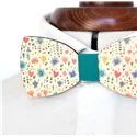 Wooden Bow Tie: Flowers and Hearts