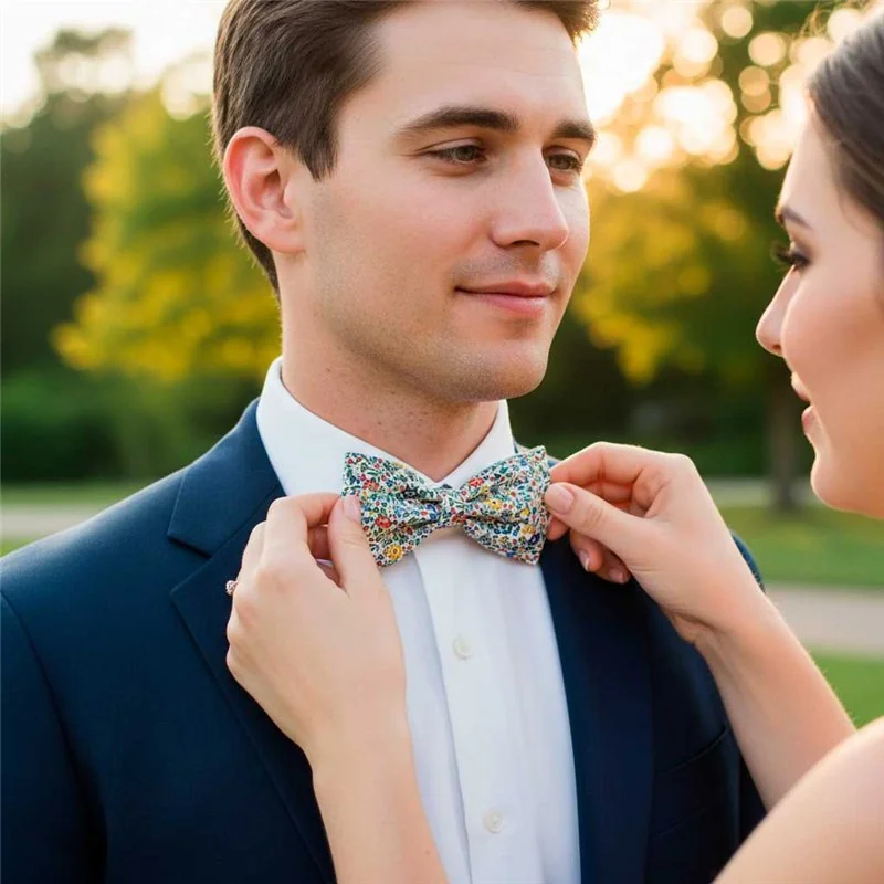 Medium Simple Bow Tie in Multicolor Liberty Katie and Millie Fabric
