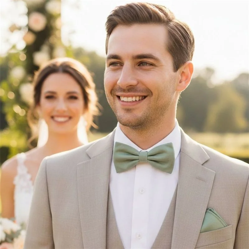 Medium Sage Green Simple Bow Tie