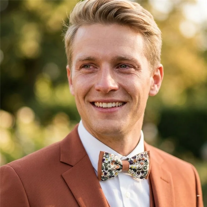 Liberty Wiltshire Lichen and Terracotta Double Medium Bow Tie