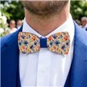 Wooden Bow Tie : Blue Flowers