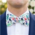 Wide Simple Bow Tie in Liberty Birds of Paradise B Fabric