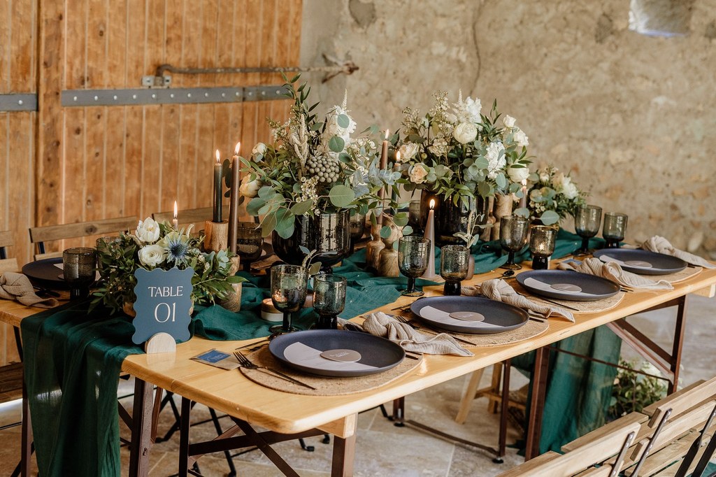 Décoration table mariage vert